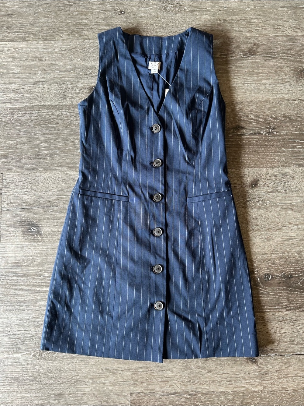 NWT Size Small A New Day Navy Blue Pinstriped Tailored Mini Vest Dress Business